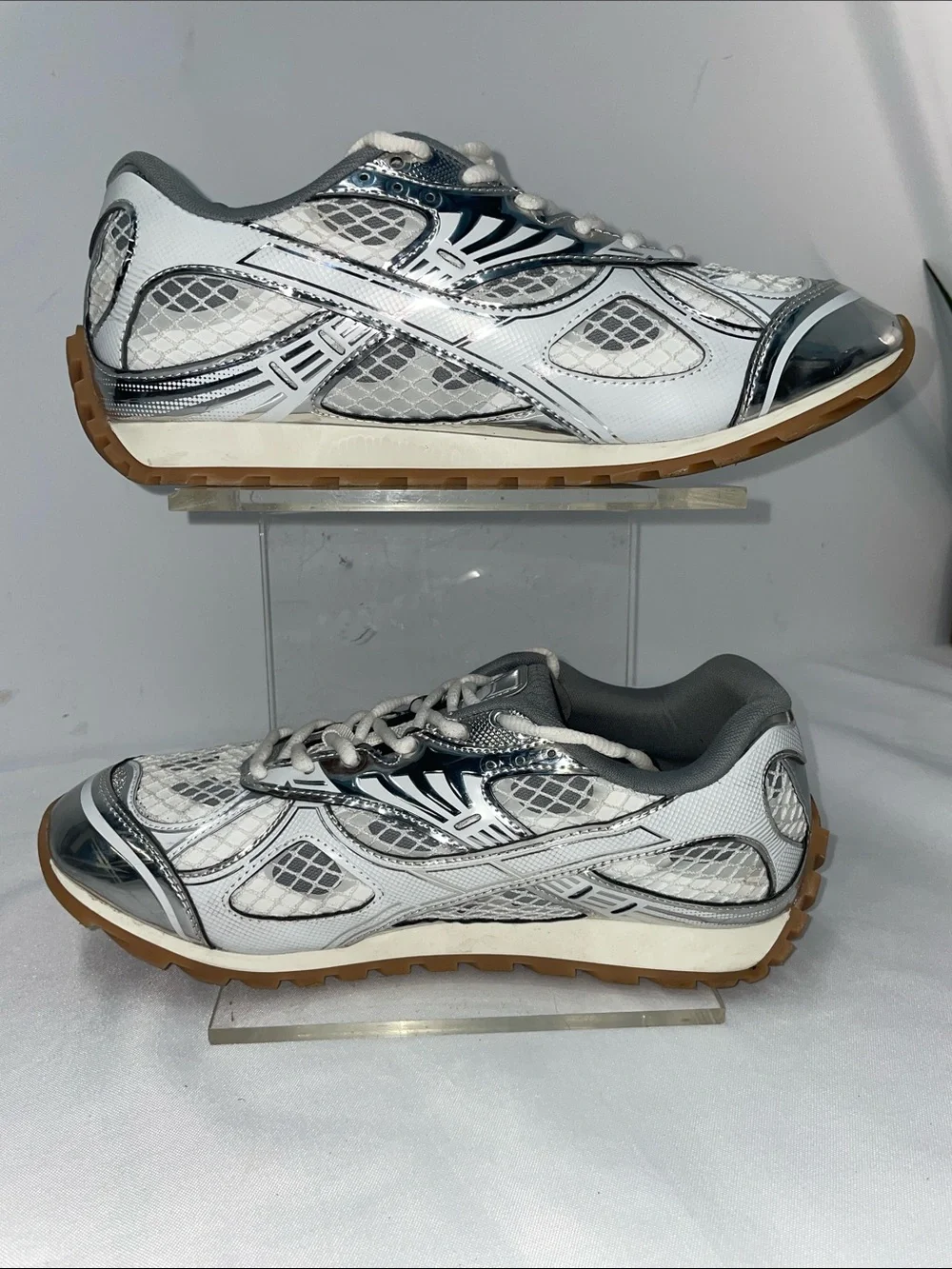 BOTTEGA VANETA ORBIT METALLIC TECHNICAL FISHNET SNEAKERS FTL-07-195